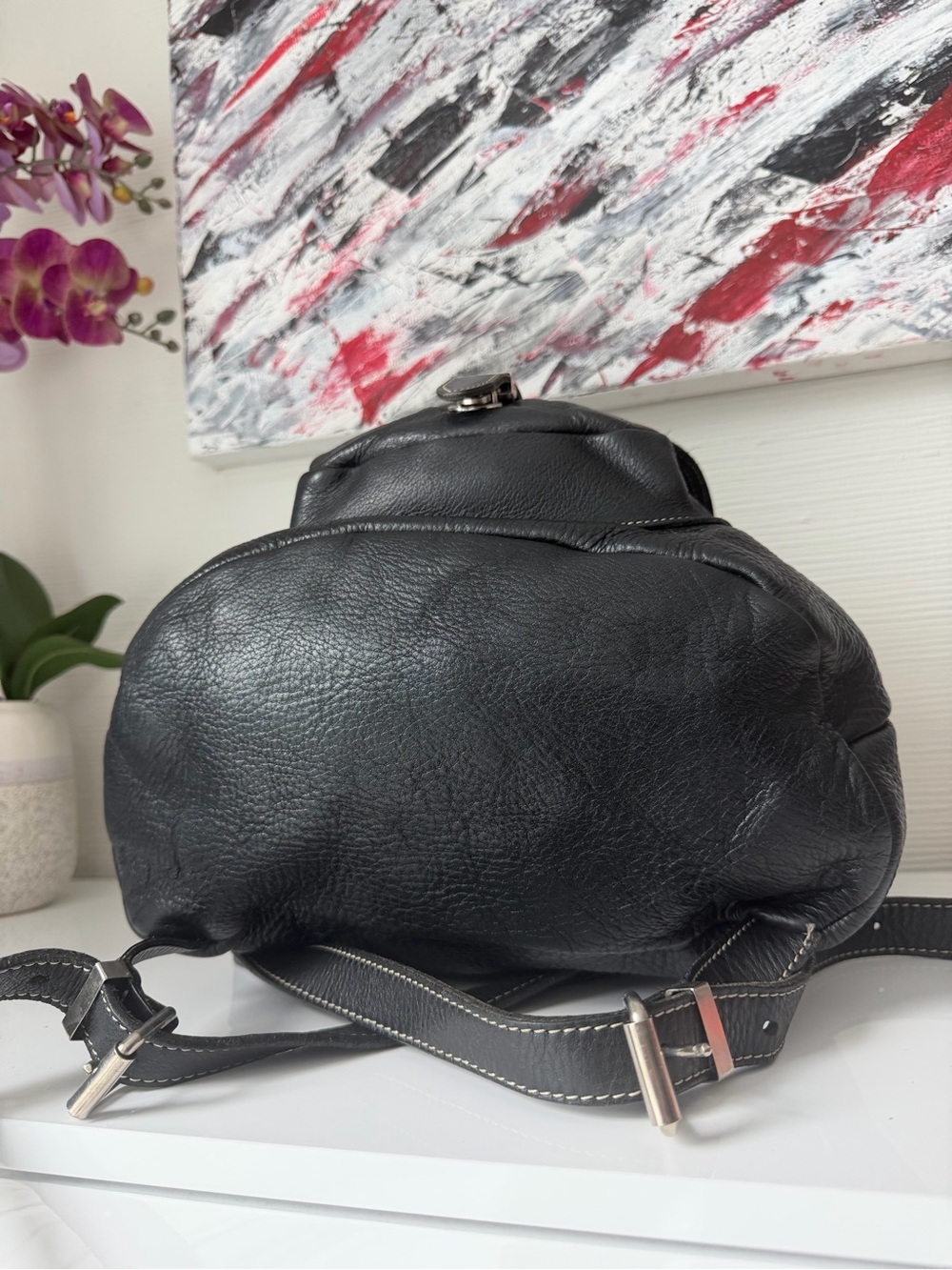 Vintage Roots Canada Black Pebbled Leather Alex Backpack Made in Canada - Picture 11 of 15